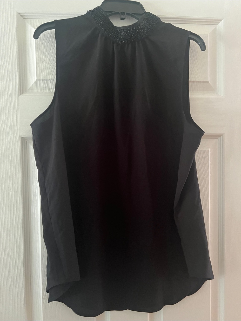 Banana Republic Black Sleeveless Beaded Mock Neck blouse